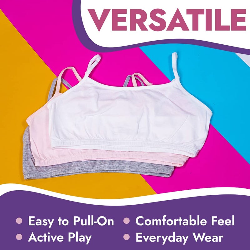 Popular Cotton Girls Training Bra - Crop Cami Training Bras for Girls w Adjustable Straps. Bra Pack 5 PK Cool Neu 7/8 - Image 5